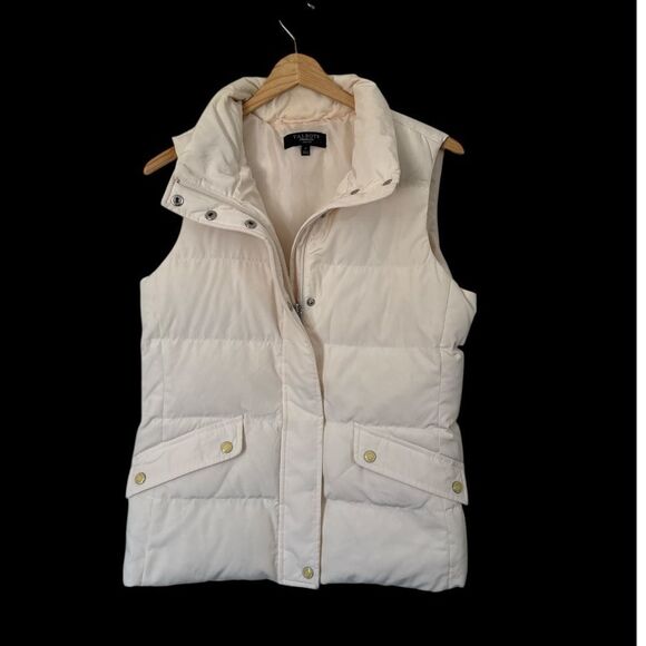 Talbots Petite Puffer Vest‎ Small Petite Ivory Down-Filled Winter Layer - Picture 2 of 11